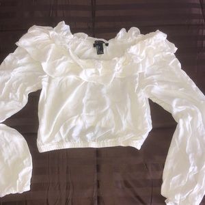 White long sleeve off the shoulder summer top